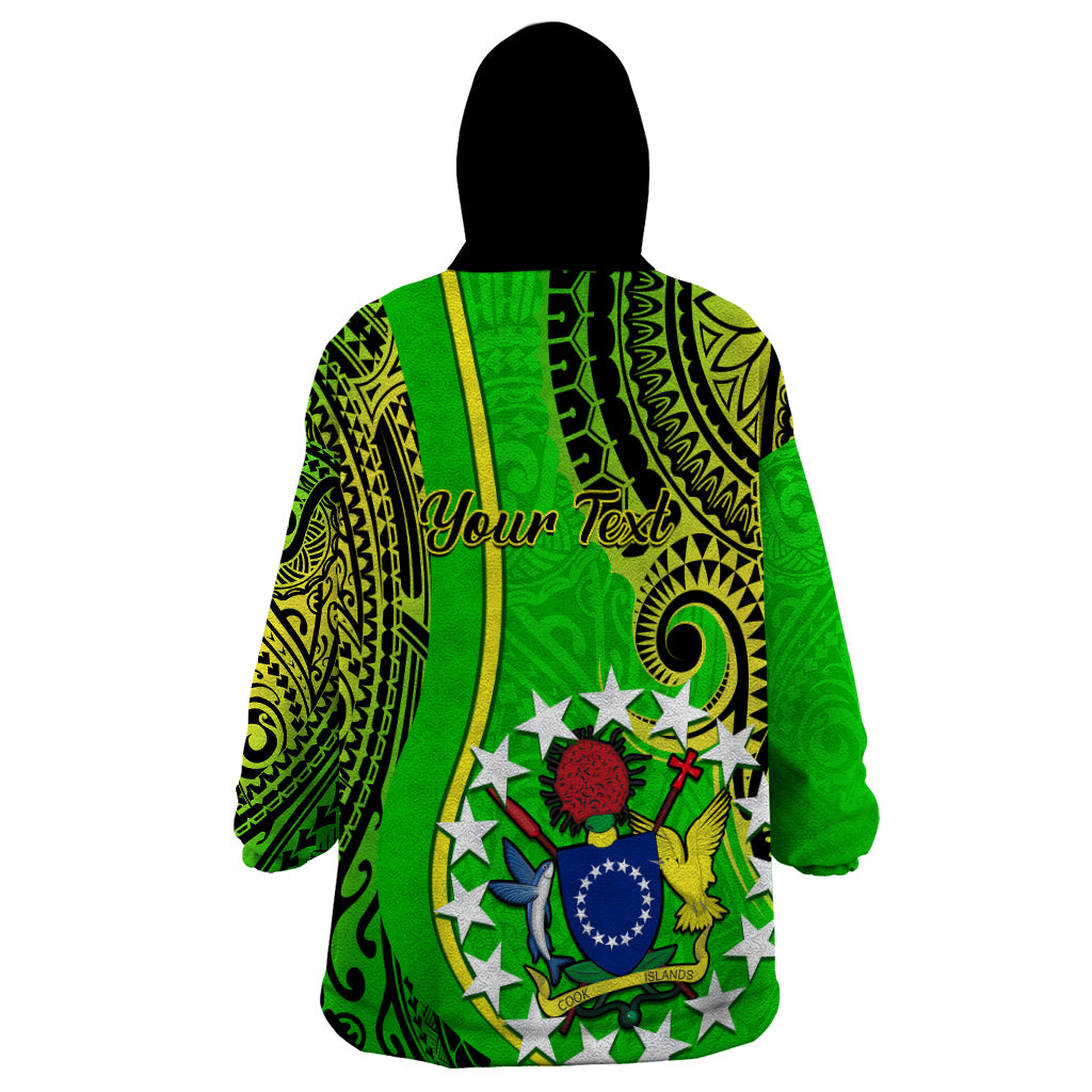 Personalised Cook Islands Wearable Blanket Hoodie Kuki Airani Coat Of Arms - Wonder Print Shop