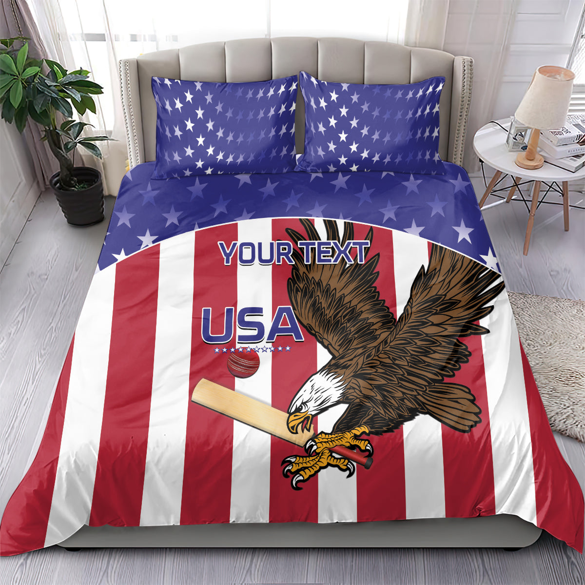 Custom USA 2024 Cricket Bedding Set Go Champions Eagles - Wonder Print Shop