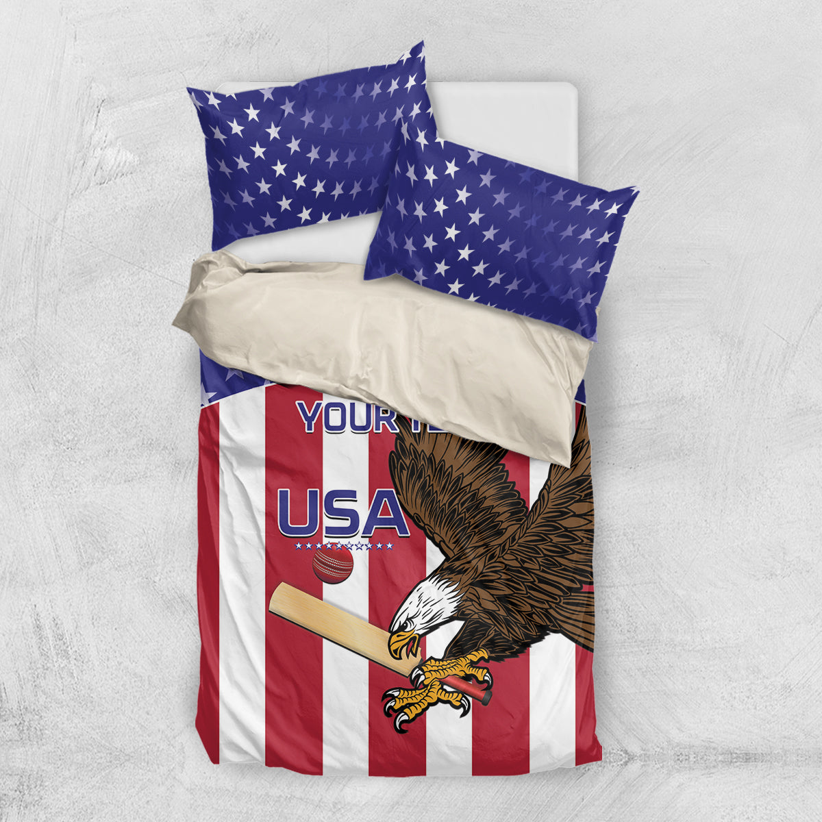 Custom USA 2024 Cricket Bedding Set Go Champions Eagles - Wonder Print Shop