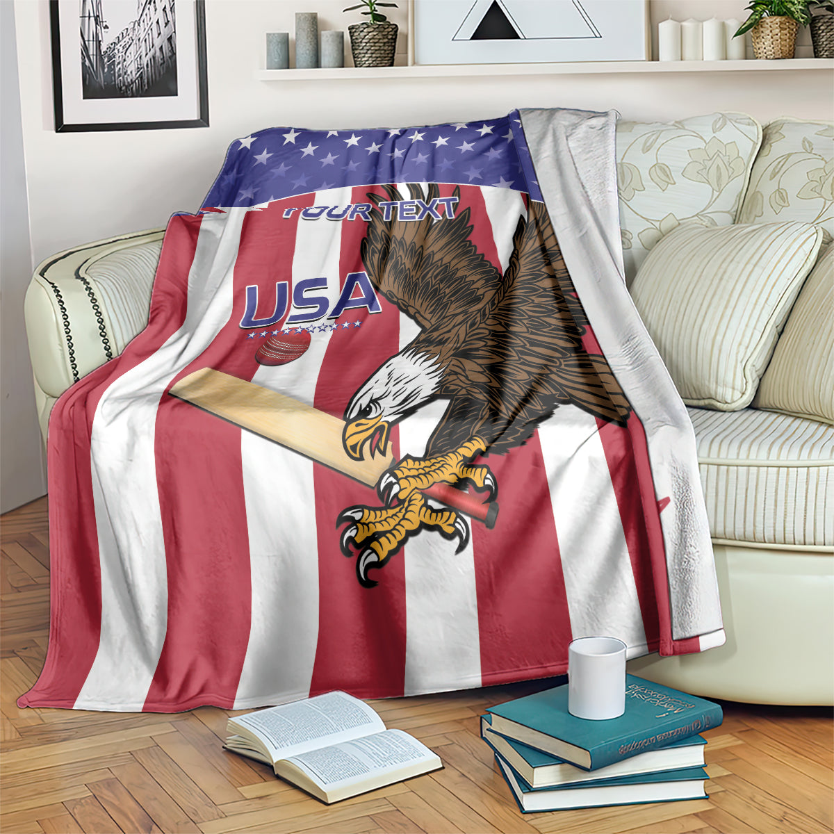 Custom USA 2024 Cricket Blanket Go Champions Eagles