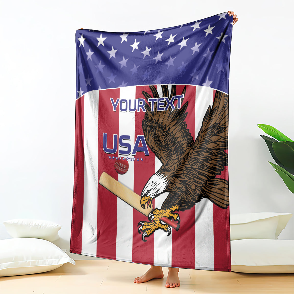 Custom USA 2024 Cricket Blanket Go Champions Eagles