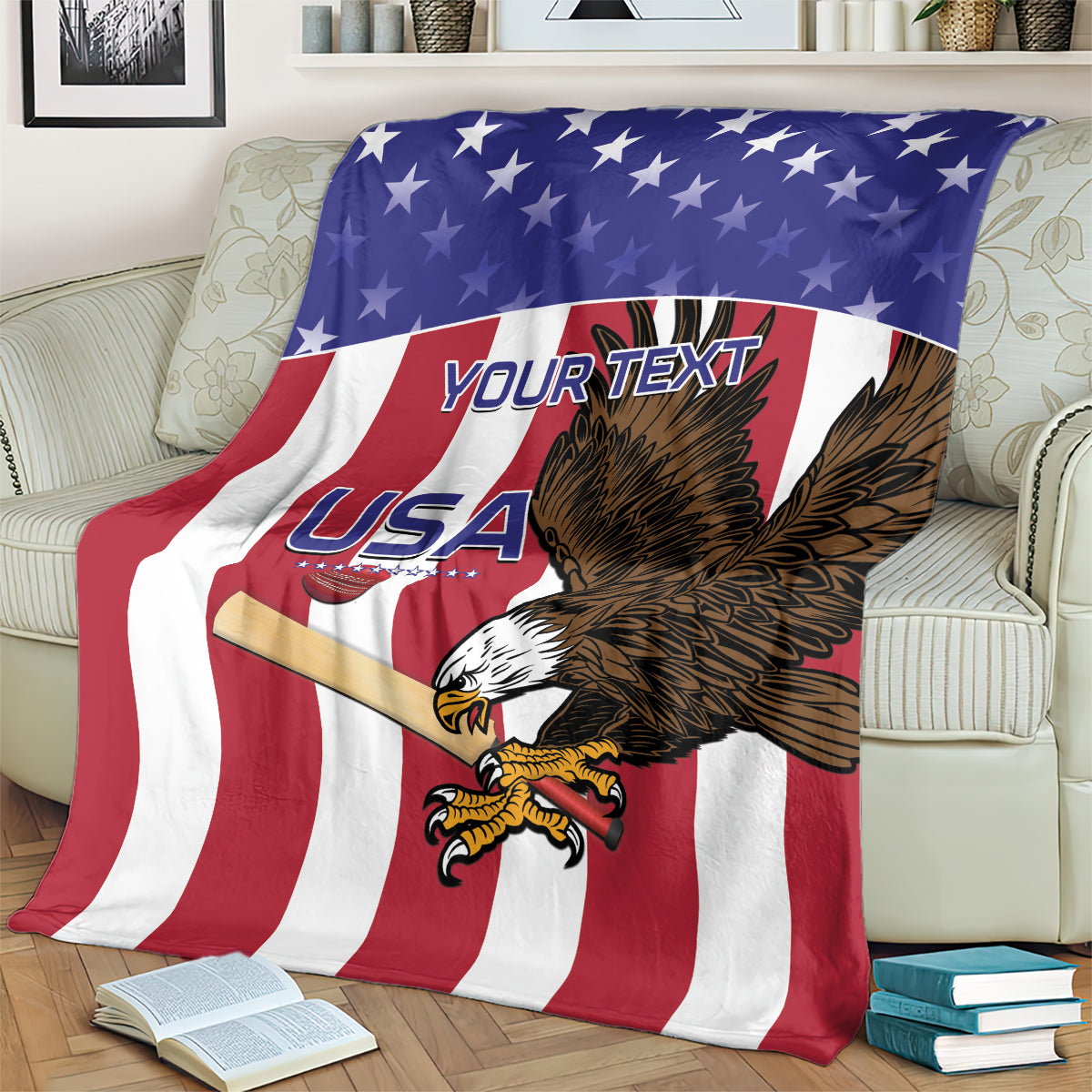 Custom USA 2024 Cricket Blanket Go Champions Eagles