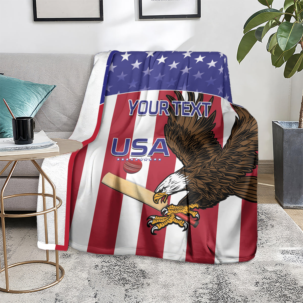 Custom USA 2024 Cricket Blanket Go Champions Eagles