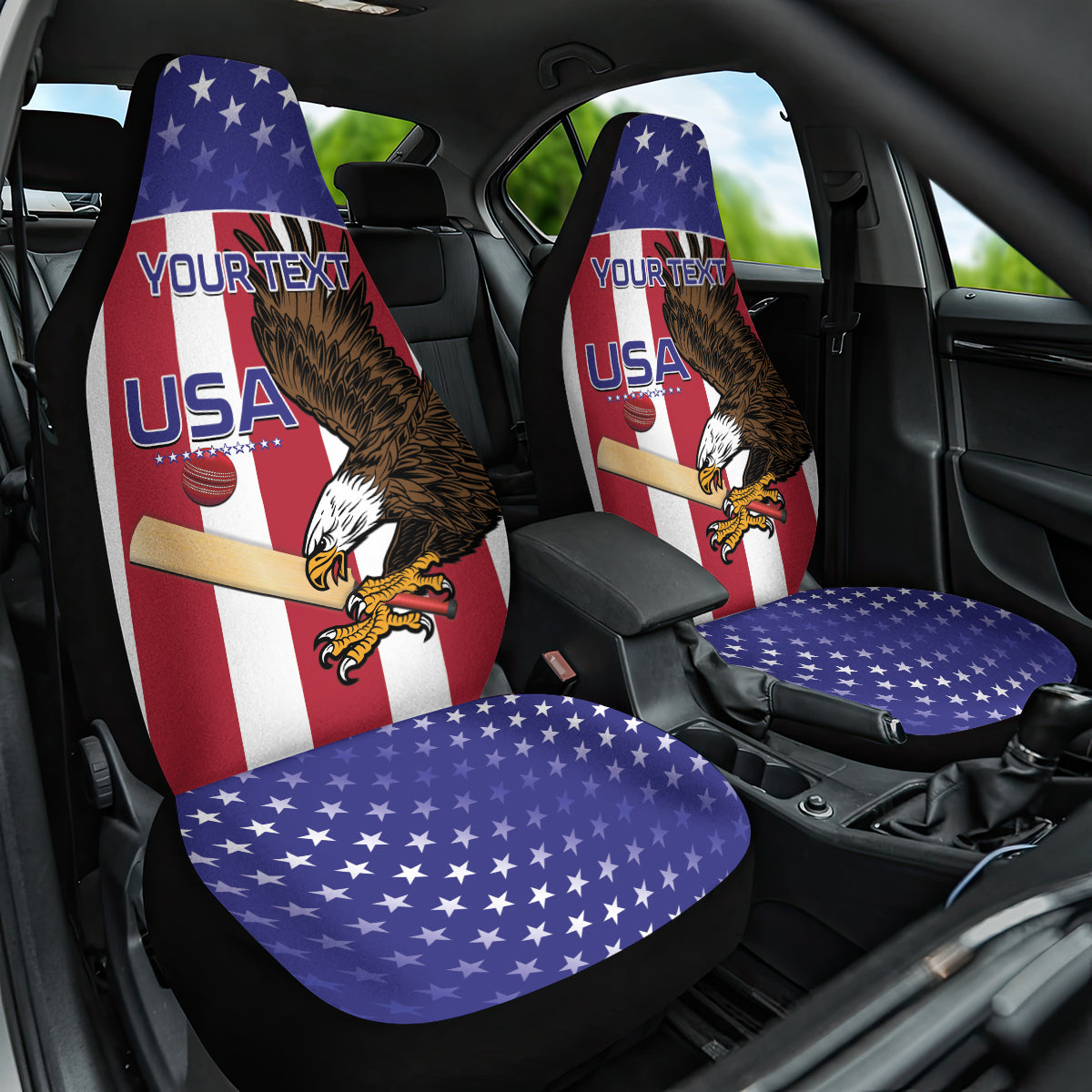 Custom USA 2024 Cricket Car Seat Cover Go Champions Eagles