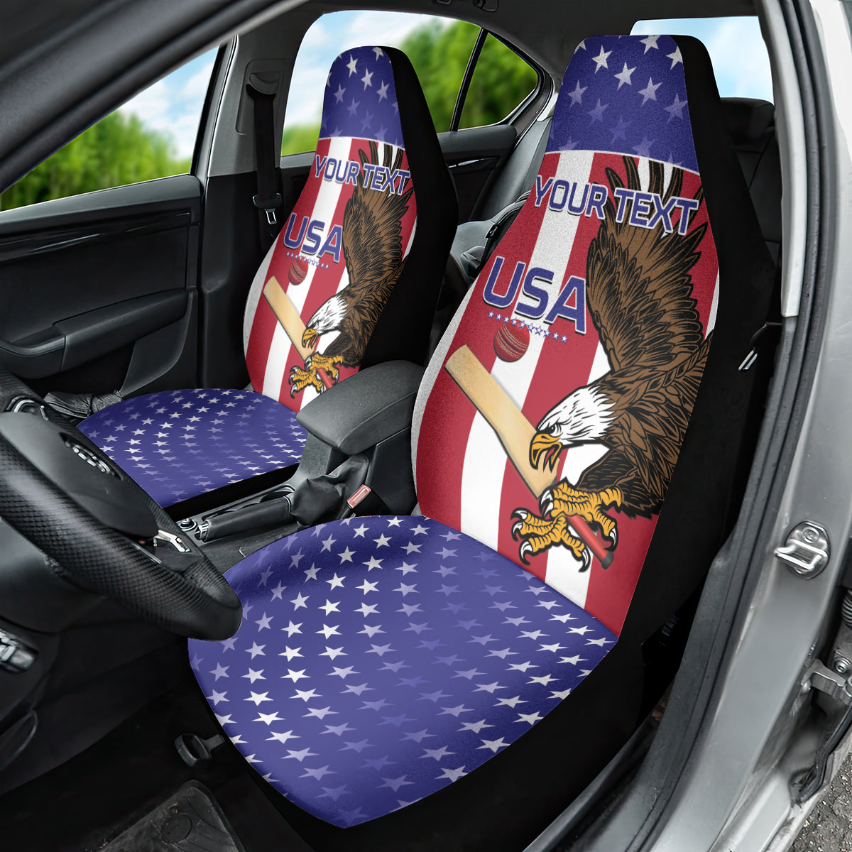 Custom USA 2024 Cricket Car Seat Cover Go Champions Eagles - Wonder Print Shop