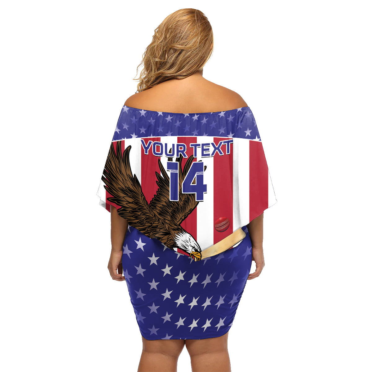 Custom USA 2024 Cricket Family Matching Off Shoulder Short Dress and Hawaiian Shirt Go Champions Eagles - Wonder Print Shop