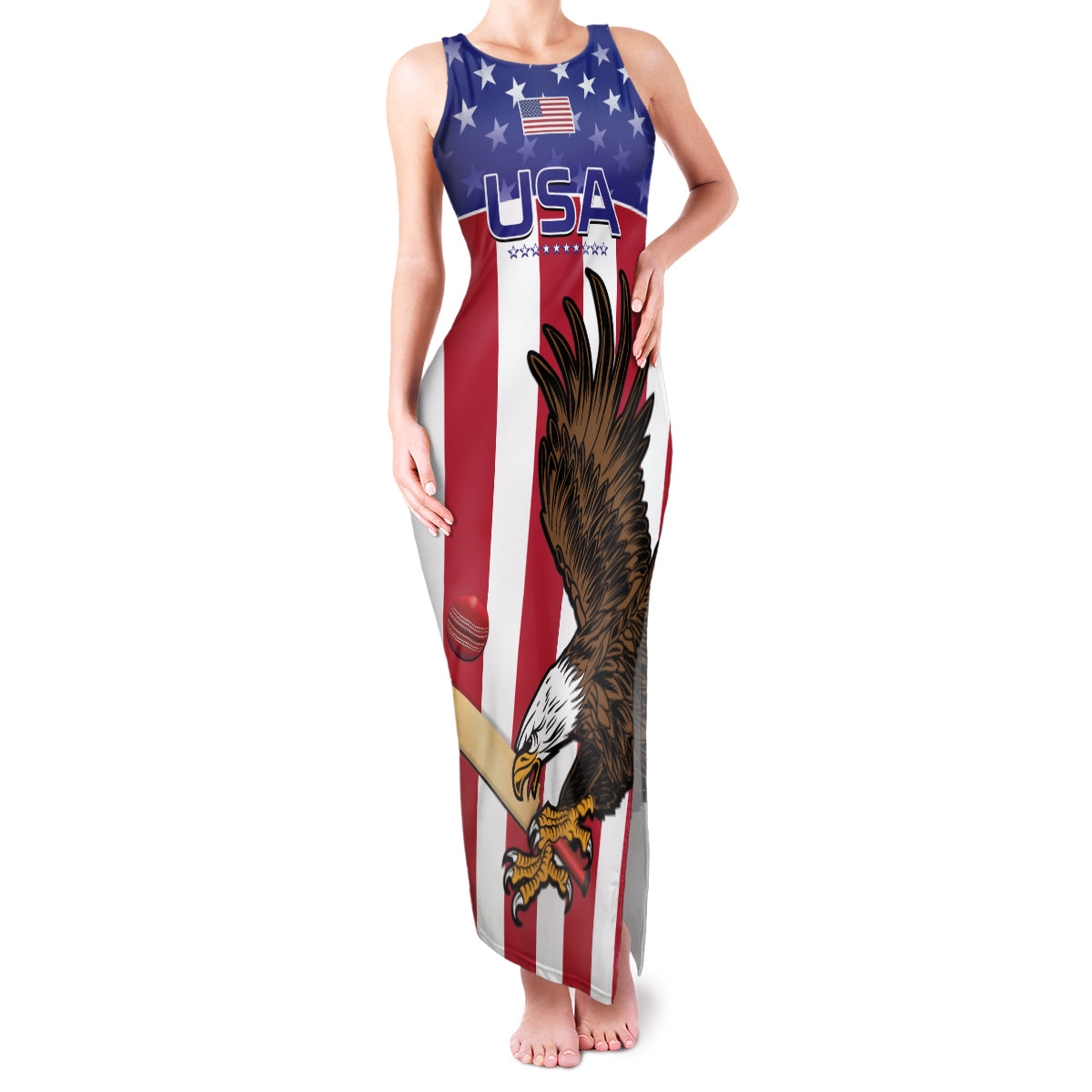 Custom USA 2024 Cricket Family Matching Tank Maxi Dress and Hawaiian Shirt Go Champions Eagles - Wonder Print Shop