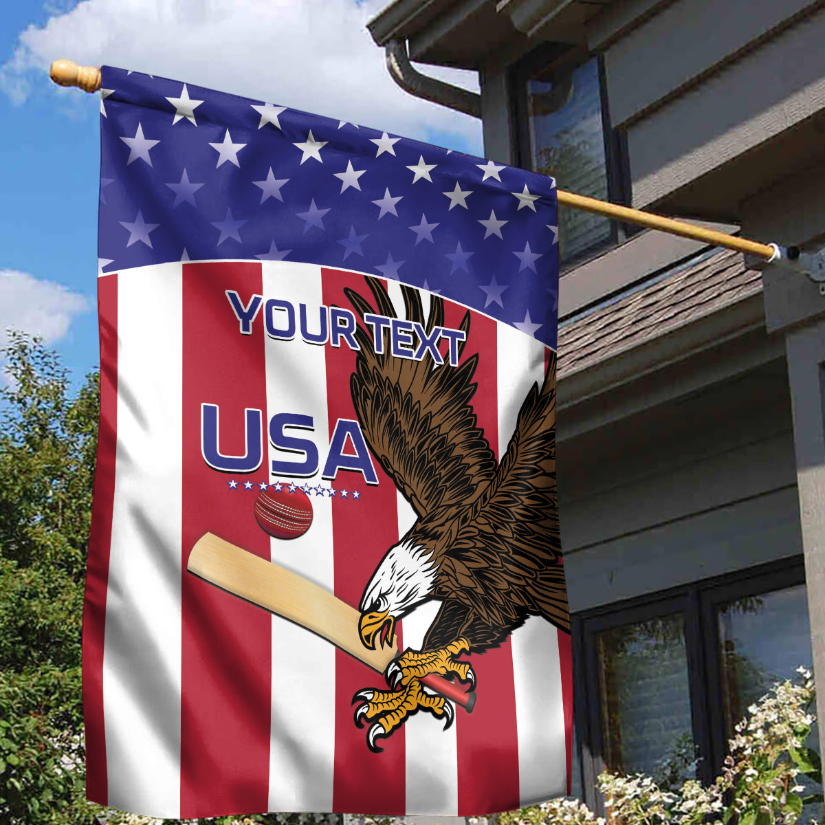 Custom USA 2024 Cricket Garden Flag Go Champions Eagles - Wonder Print Shop