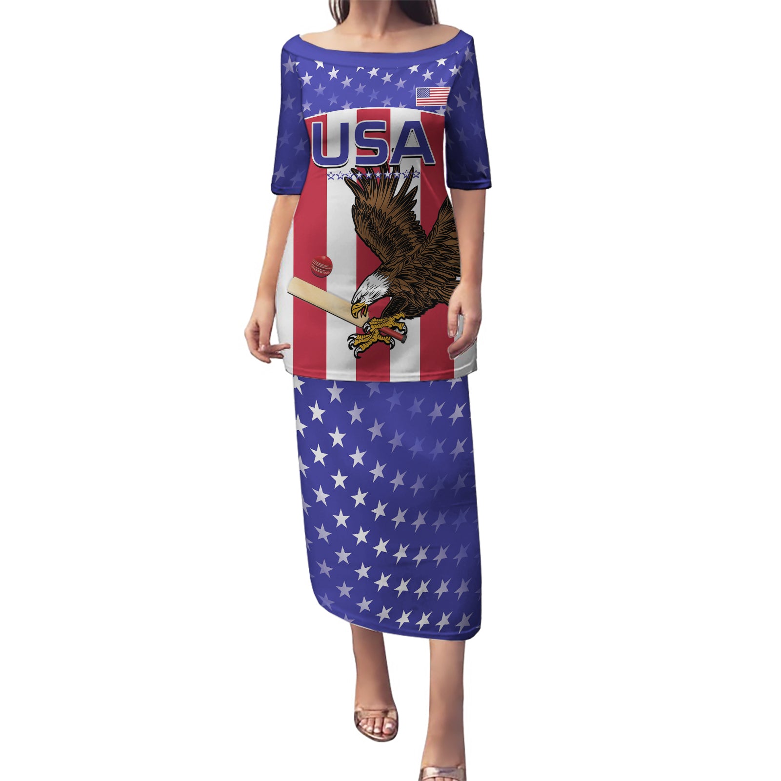 Custom USA 2024 Cricket Puletasi Go Champions Eagles - Wonder Print Shop