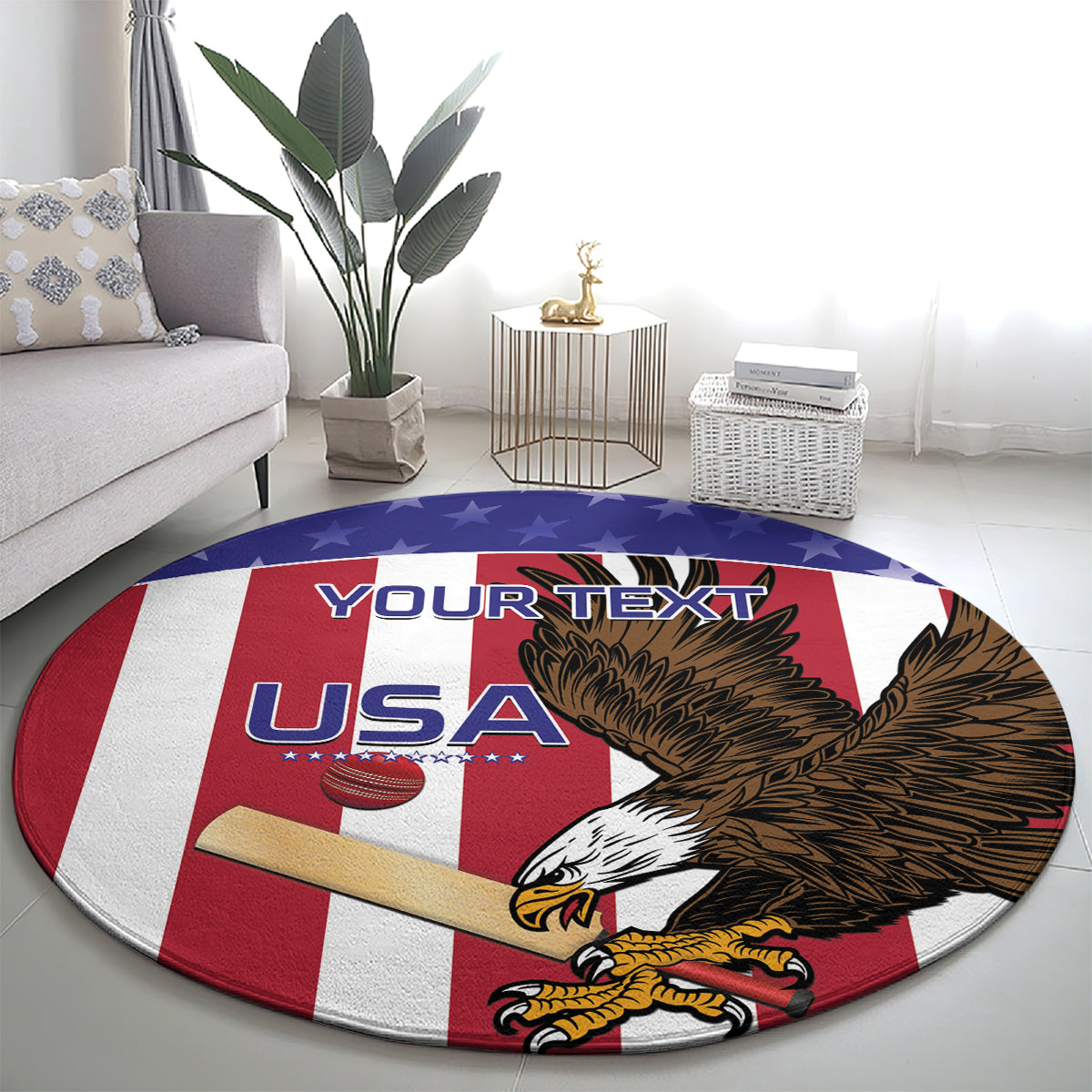 Custom USA 2024 Cricket Round Carpet Go Champions Eagles