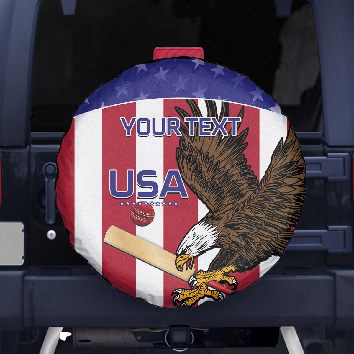 Custom USA 2024 Cricket Spare Tire Cover Go Champions Eagles - Wonder Print Shop