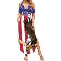 Custom USA 2024 Cricket Summer Maxi Dress Go Champions Eagles - Wonder Print Shop