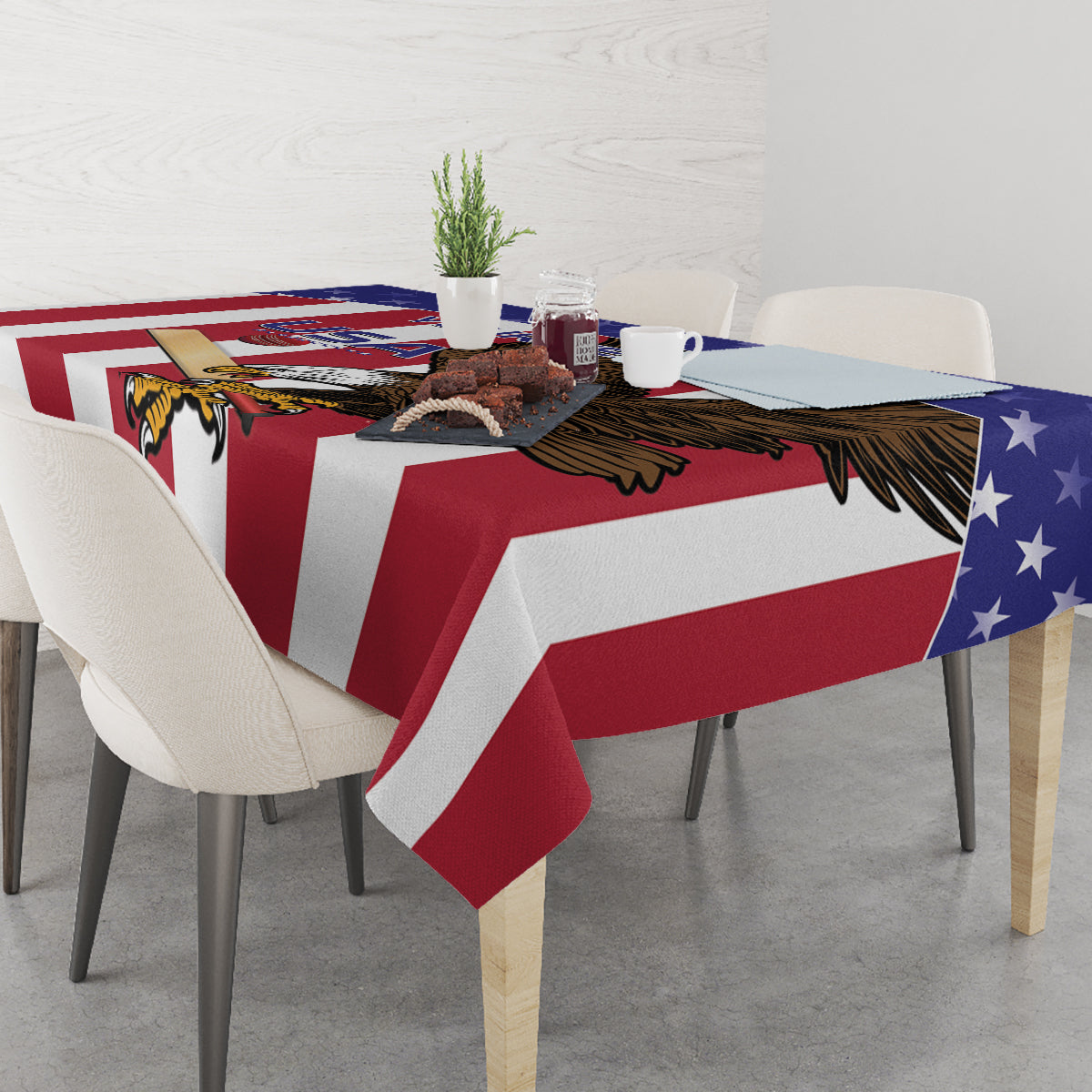 Custom USA 2024 Cricket Tablecloth Go Champions Eagles - Wonder Print Shop
