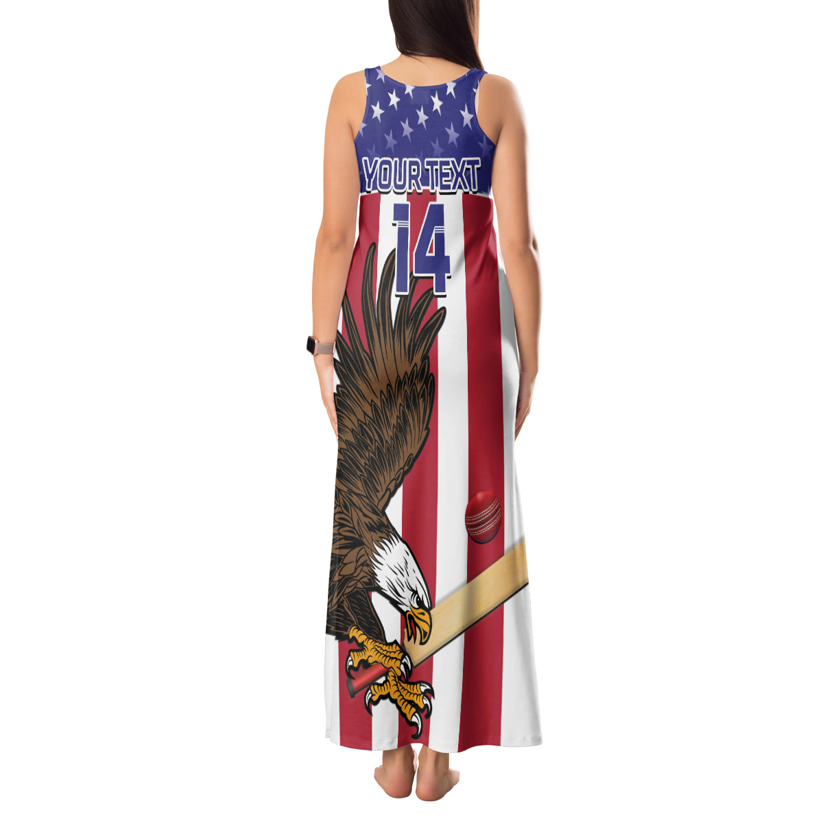 Custom USA 2024 Cricket Tank Maxi Dress Go Champions Eagles - Wonder Print Shop