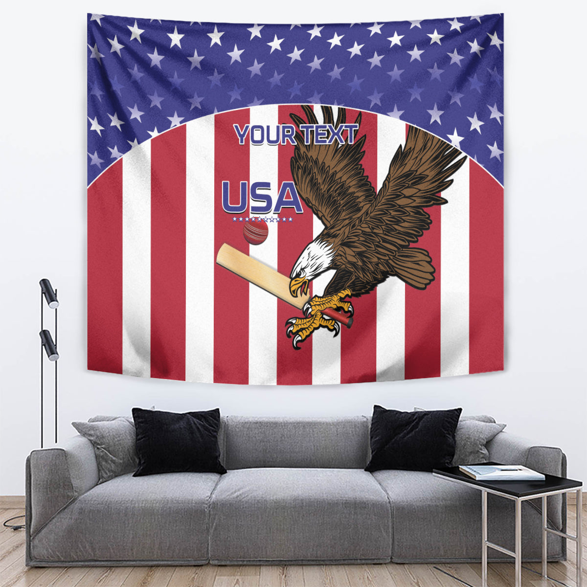 Custom USA 2024 Cricket Tapestry Go Champions Eagles - Wonder Print Shop