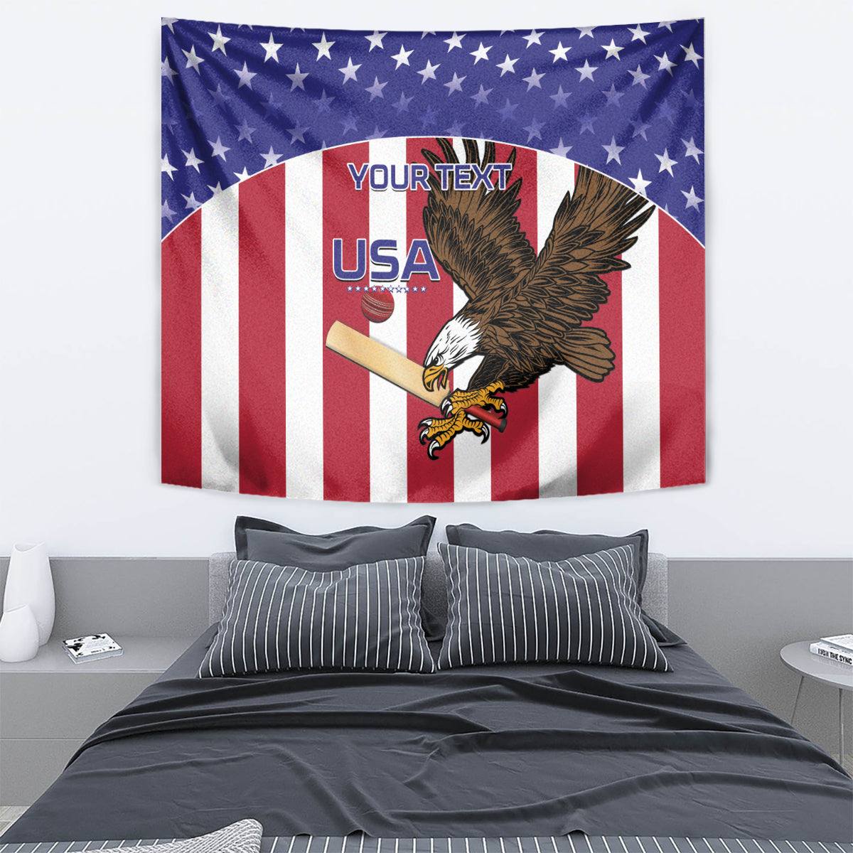 Custom USA 2024 Cricket Tapestry Go Champions Eagles - Wonder Print Shop