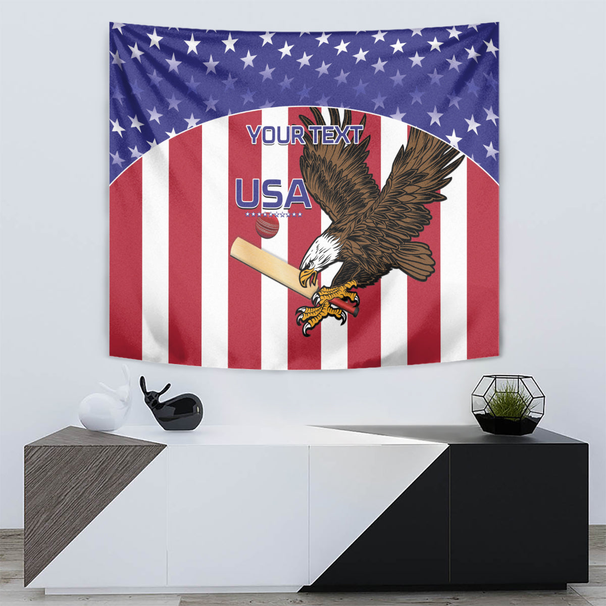 Custom USA 2024 Cricket Tapestry Go Champions Eagles - Wonder Print Shop