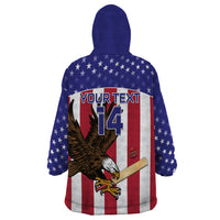 Custom USA 2024 Cricket Wearable Blanket Hoodie Go Champions Eagles - Wonder Print Shop
