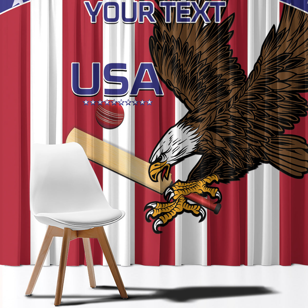 Custom USA 2024 Cricket Window Curtain Go Champions Eagles - Wonder Print Shop