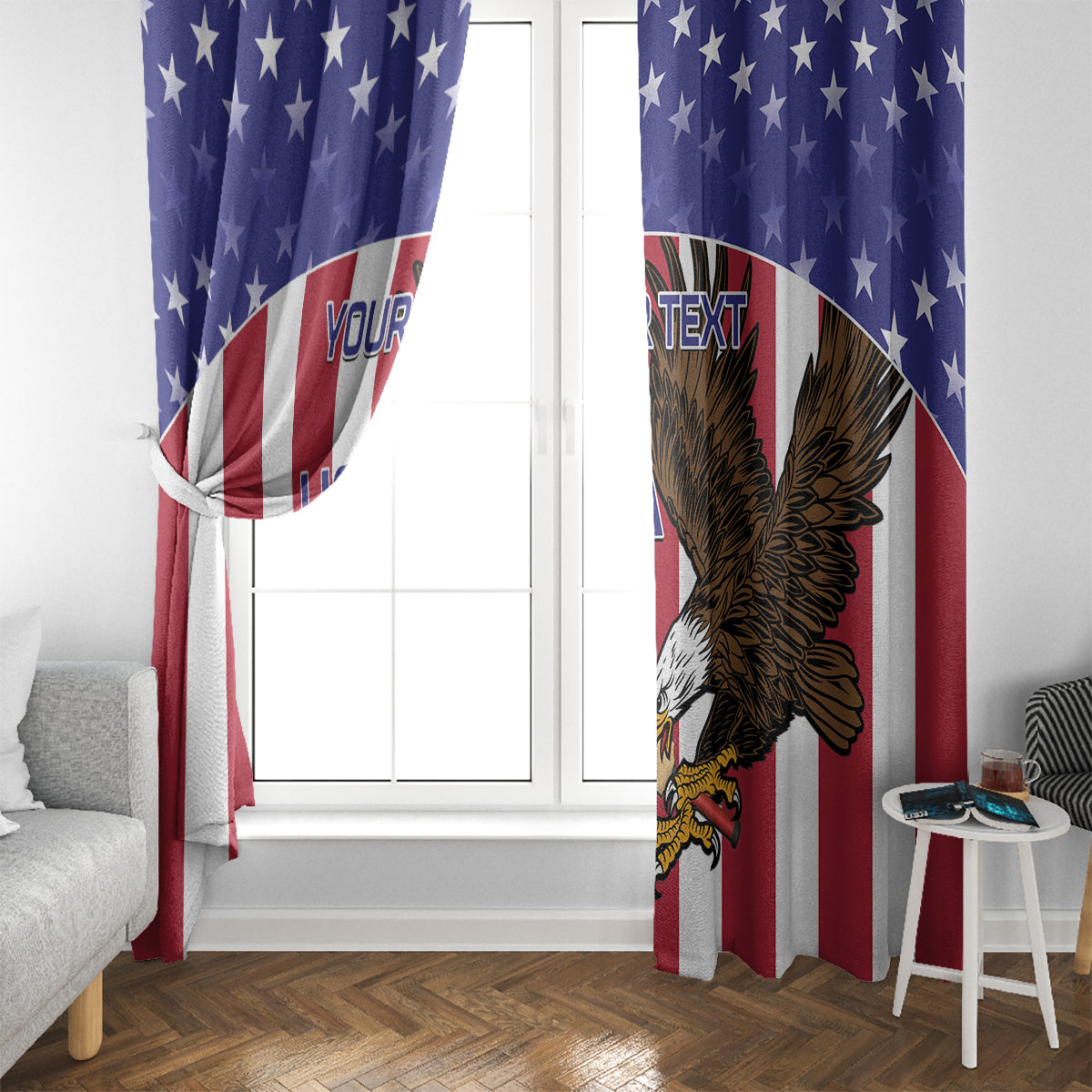 Custom USA 2024 Cricket Window Curtain Go Champions Eagles - Wonder Print Shop