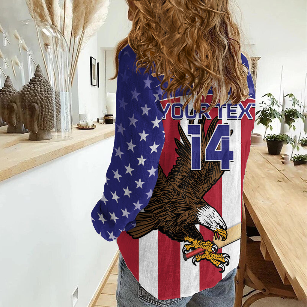 Custom USA 2024 Cricket Women Casual Shirt Go Champions Eagles - Wonder Print Shop