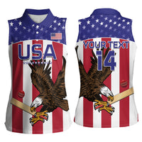 Custom USA 2024 Cricket Women Sleeveless Polo Shirt Go Champions Eagles - Wonder Print Shop