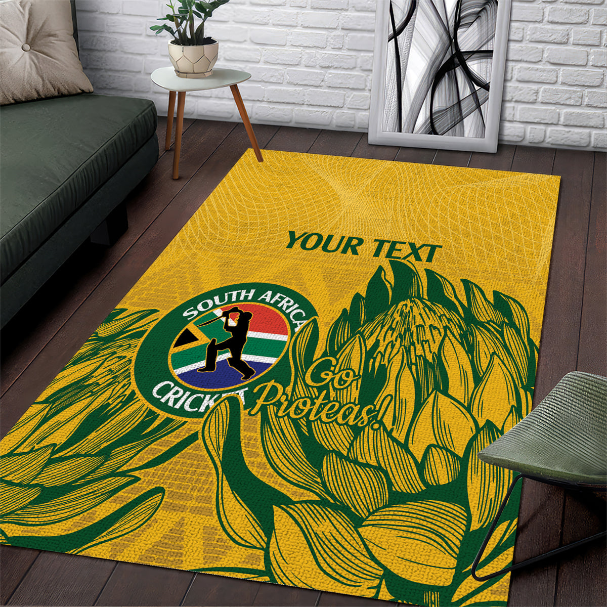 Custom South Africa Cricket Area Rug 2024 African Pattern Go Proteas - Wonder Print Shop