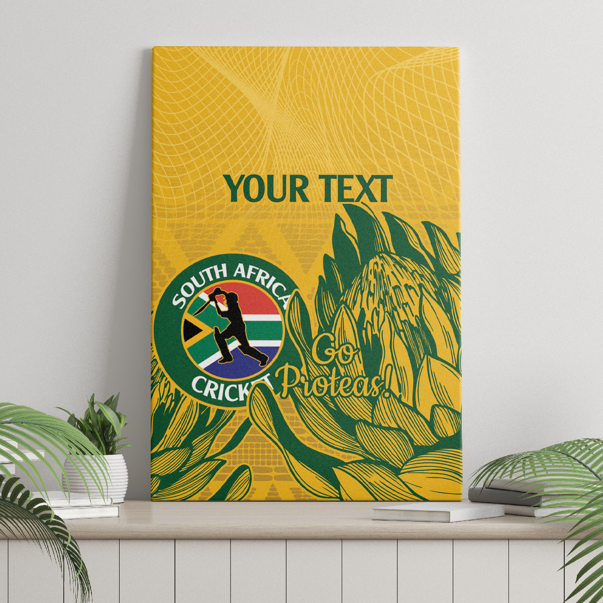 Custom South Africa Cricket Canvas Wall Art 2024 African Pattern Go Proteas - Wonder Print Shop