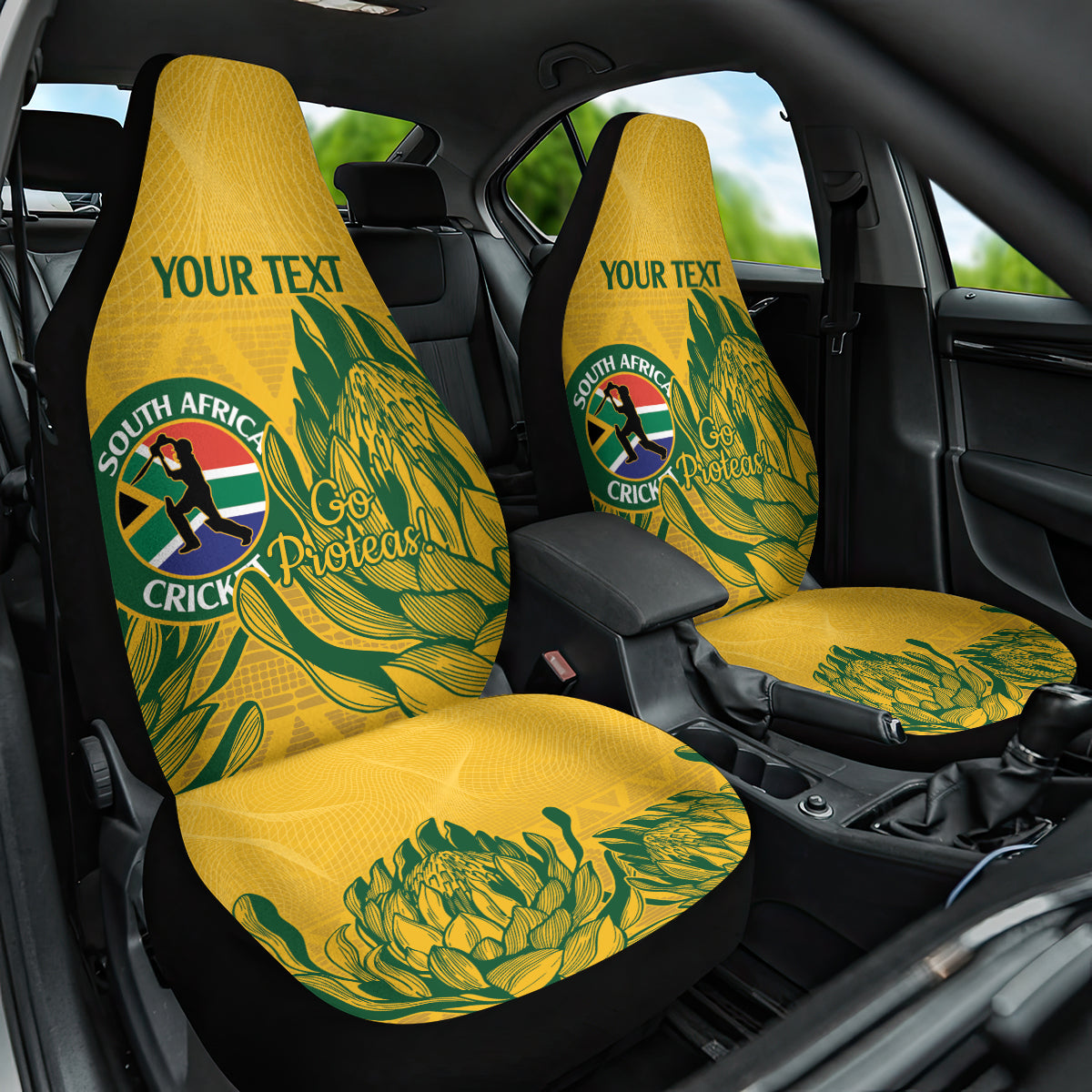 Custom South Africa Cricket Car Seat Cover 2024 African Pattern Go Proteas