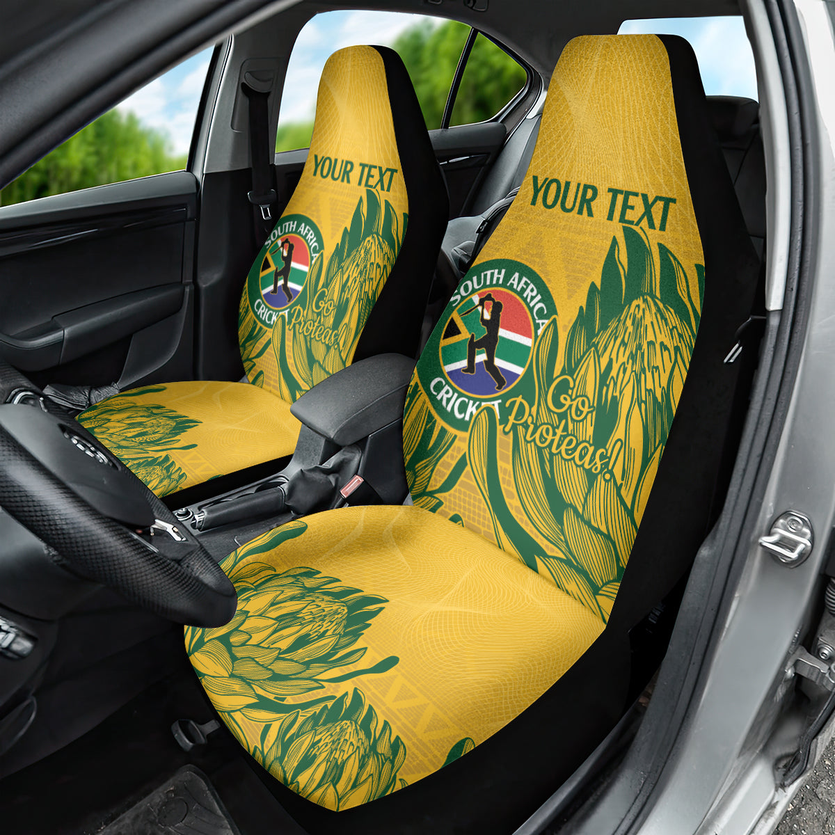 Custom South Africa Cricket Car Seat Cover 2024 African Pattern Go Proteas - Wonder Print Shop