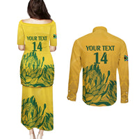 Custom South Africa Cricket Couples Matching Puletasi and Long Sleeve Button Shirt 2024 African Pattern Go Proteas - Wonder Print Shop