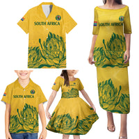 Custom South Africa Cricket Family Matching Puletasi and Hawaiian Shirt 2024 African Pattern Go Proteas - Wonder Print Shop