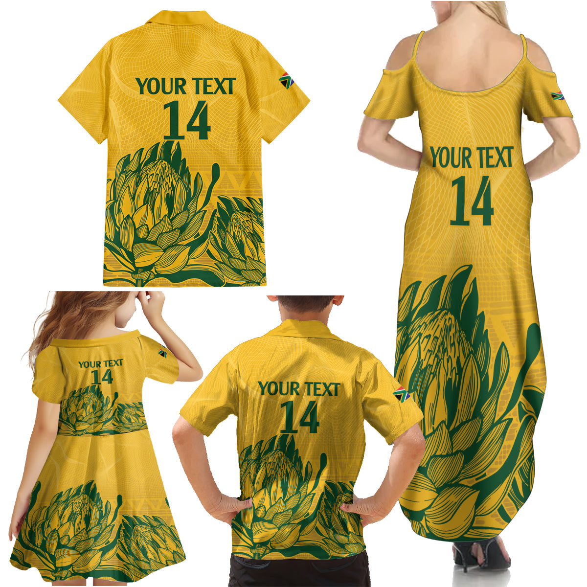 Custom South Africa Cricket Family Matching Summer Maxi Dress and Hawaiian Shirt 2024 African Pattern Go Proteas - Wonder Print Shop