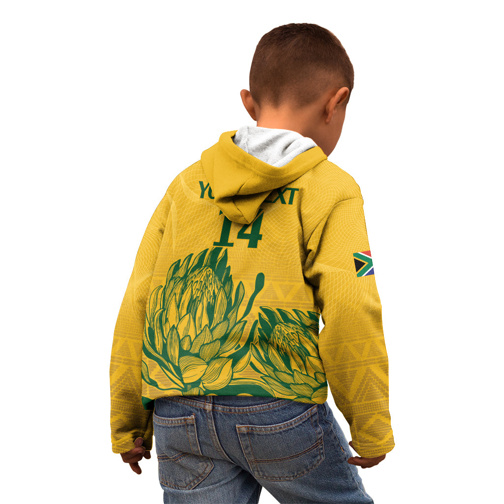 Custom South Africa Cricket Kid Hoodie 2024 African Pattern Go Proteas - Wonder Print Shop