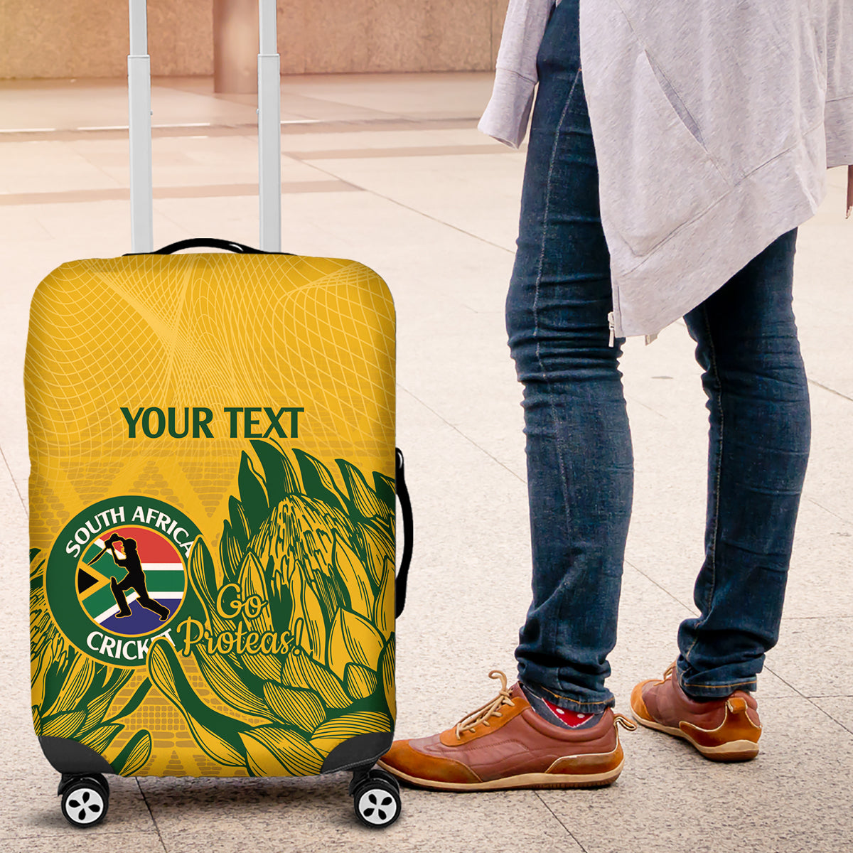 Custom South Africa Cricket Luggage Cover 2024 African Pattern Go Proteas