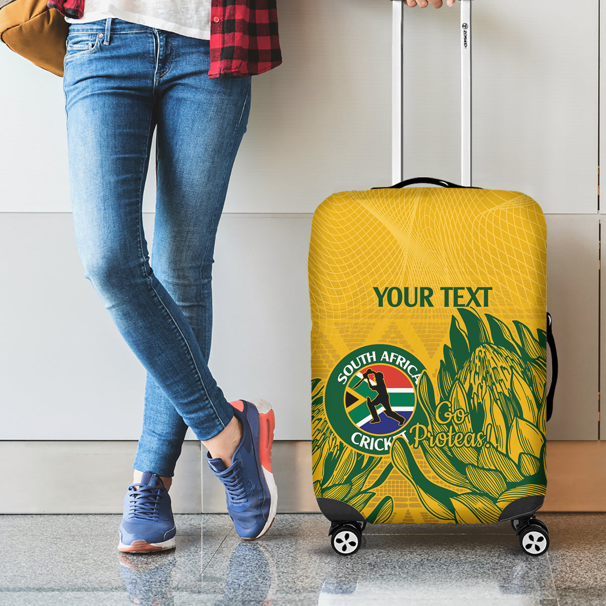 Custom South Africa Cricket Luggage Cover 2024 African Pattern Go Proteas - Wonder Print Shop