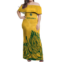 Custom South Africa Cricket Off Shoulder Maxi Dress 2024 African Pattern Go Proteas - Wonder Print Shop