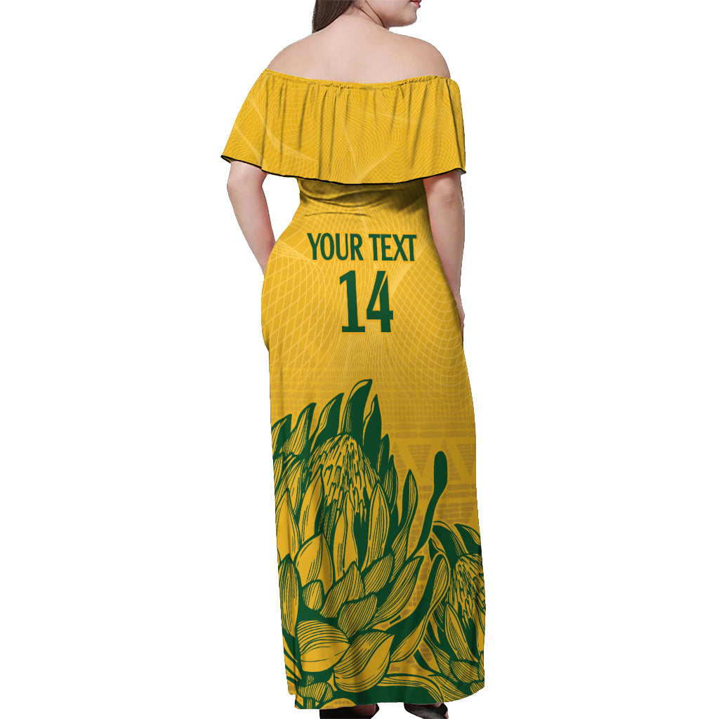 Custom South Africa Cricket Off Shoulder Maxi Dress 2024 African Pattern Go Proteas - Wonder Print Shop