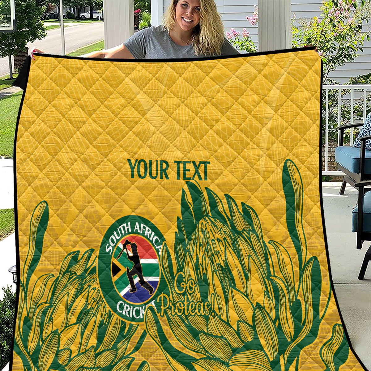 Custom South Africa Cricket Quilt 2024 African Pattern Go Proteas