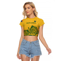 Custom South Africa Cricket Raglan Cropped T Shirt 2024 African Pattern Go Proteas - Wonder Print Shop