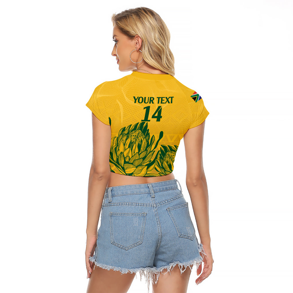 Custom South Africa Cricket Raglan Cropped T Shirt 2024 African Pattern Go Proteas - Wonder Print Shop