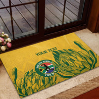 Custom South Africa Cricket Rubber Doormat 2024 African Pattern Go Proteas - Wonder Print Shop