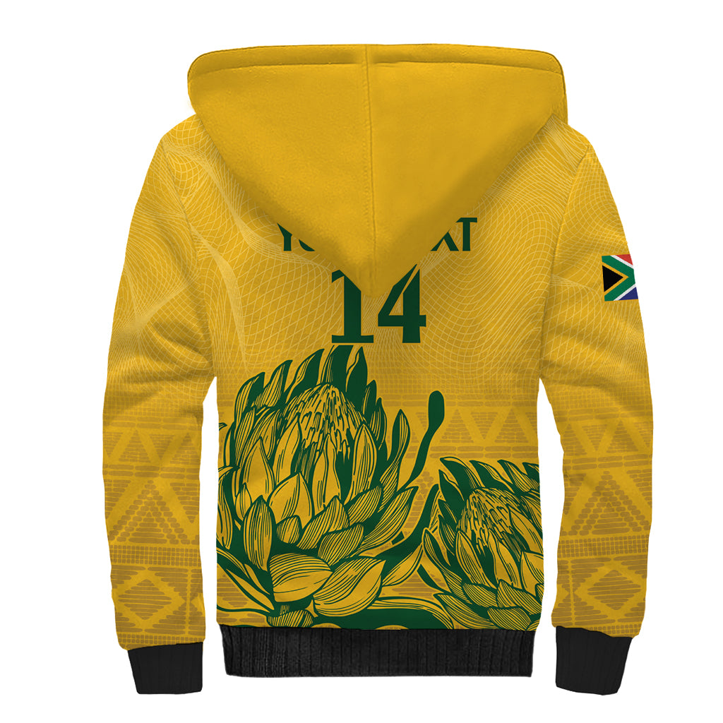 Custom South Africa Cricket Sherpa Hoodie 2024 African Pattern Go Proteas - Wonder Print Shop