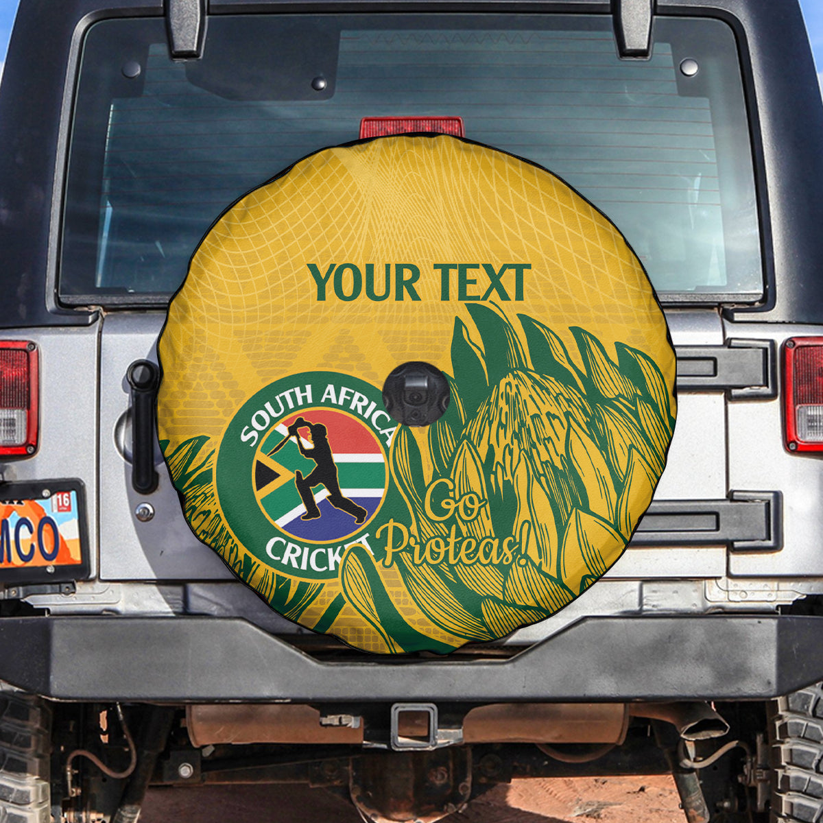 Custom South Africa Cricket Spare Tire Cover 2024 African Pattern Go Proteas - Wonder Print Shop