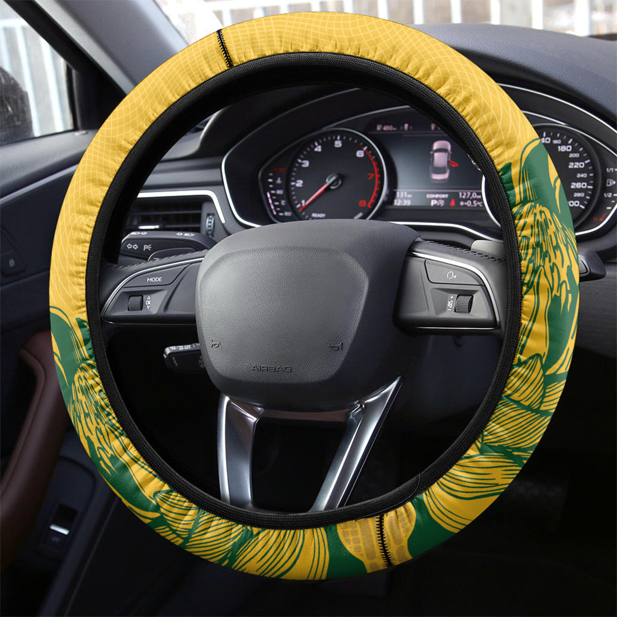 South Africa Cricket Steering Wheel Cover 2024 African Pattern Go Proteas - Wonder Print Shop