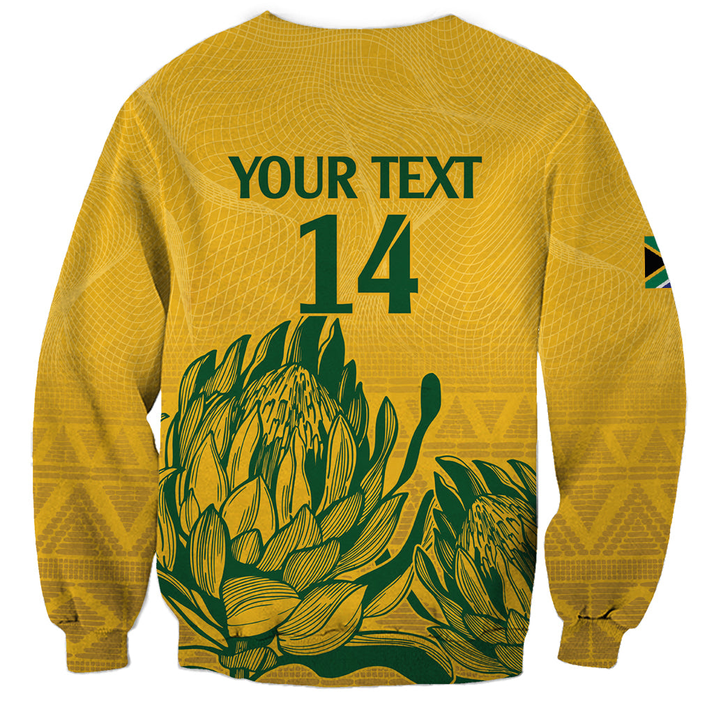 Custom South Africa Cricket Sweatshirt 2024 African Pattern Go Proteas - Wonder Print Shop