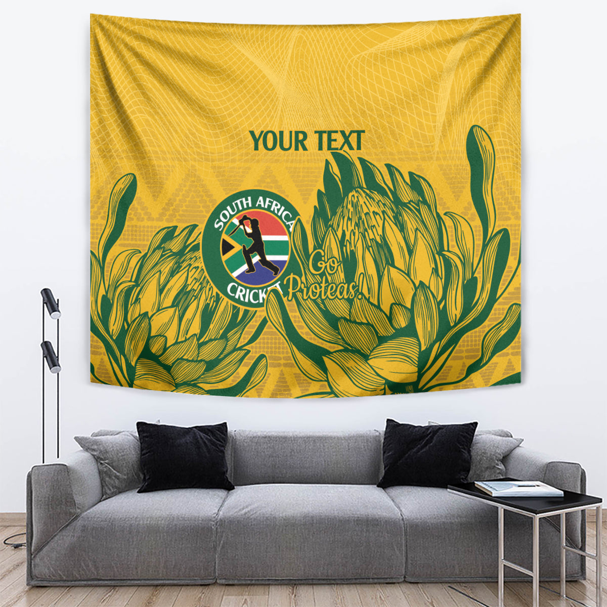 Custom South Africa Cricket Tapestry 2024 African Pattern Go Proteas - Wonder Print Shop