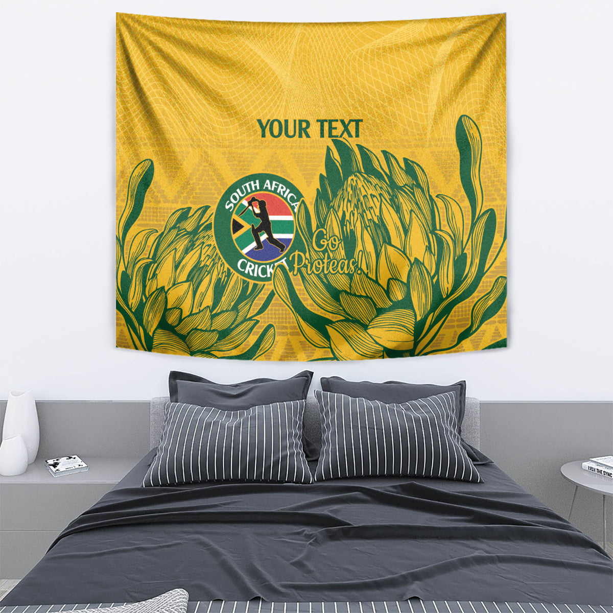 Custom South Africa Cricket Tapestry 2024 African Pattern Go Proteas - Wonder Print Shop