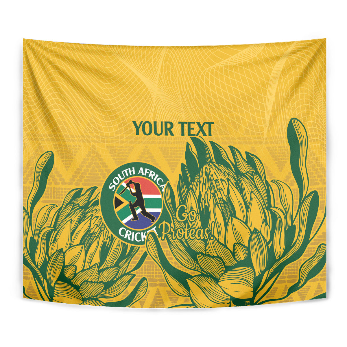 Custom South Africa Cricket Tapestry 2024 African Pattern Go Proteas - Wonder Print Shop