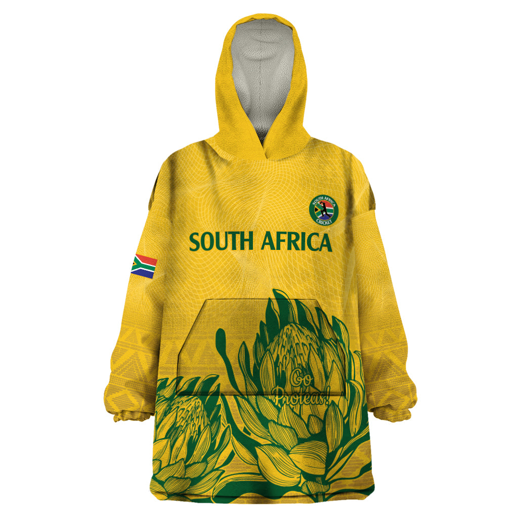 Custom South Africa Cricket Wearable Blanket Hoodie 2024 African Pattern Go Proteas